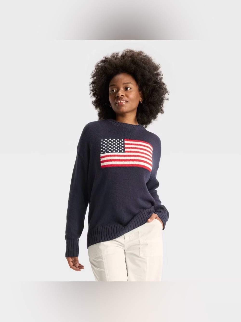 wild fable Navy Sweater with American Flag
